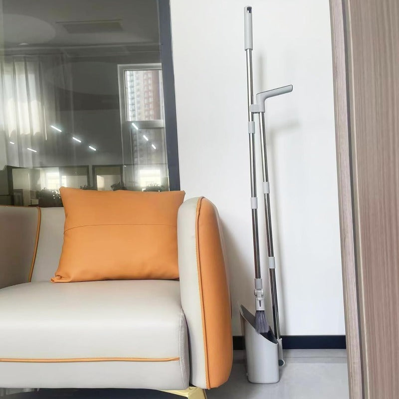 4-in-1 Multifunctional Broom and Dustpan Combo with 52” Telescopic Long Handle, Concealed Squeegee & Brush - Heavy-Duty Convertible Floor Sweeper for Home, Commercial Use, Indoor\u002FOutdoor - Adjustable Pole, Space-Saving (Plastic)