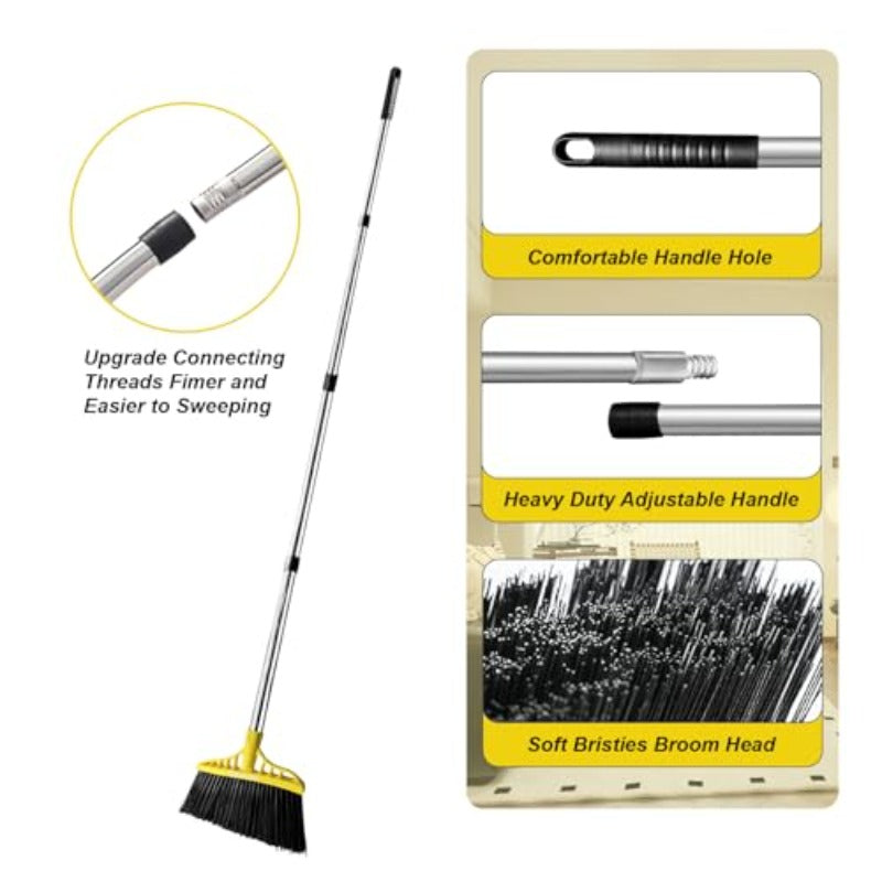 57 Inch Heavy-Duty Commercial\u002FResidential Outdoor Floor Broom with Angled & Long Handle - Large Surface Sweeper for Concrete,, Wood Floors, Garage, Patio, -like Surfaces - Durable Bristles & Plastic (Ideal
