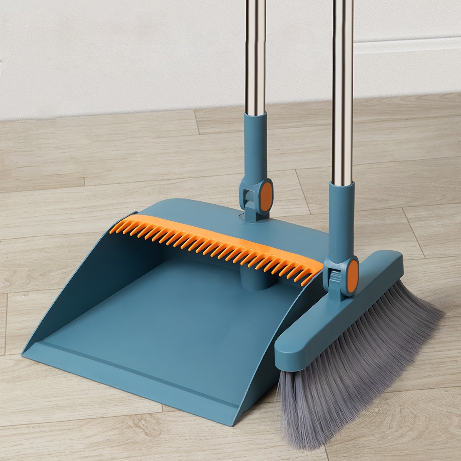 3-in-1 Rotatable Broom and Dustpan Combo Set with Thickened Non-Stick Soft Bristles - Heavy-Duty Plastic Construction, Ergonomic Handle & Rotating Head for Pet Hair, Dust, Debris - Ideal for Hard Floors, Living Room, Bedroom, Outdoor Use - Ideal for