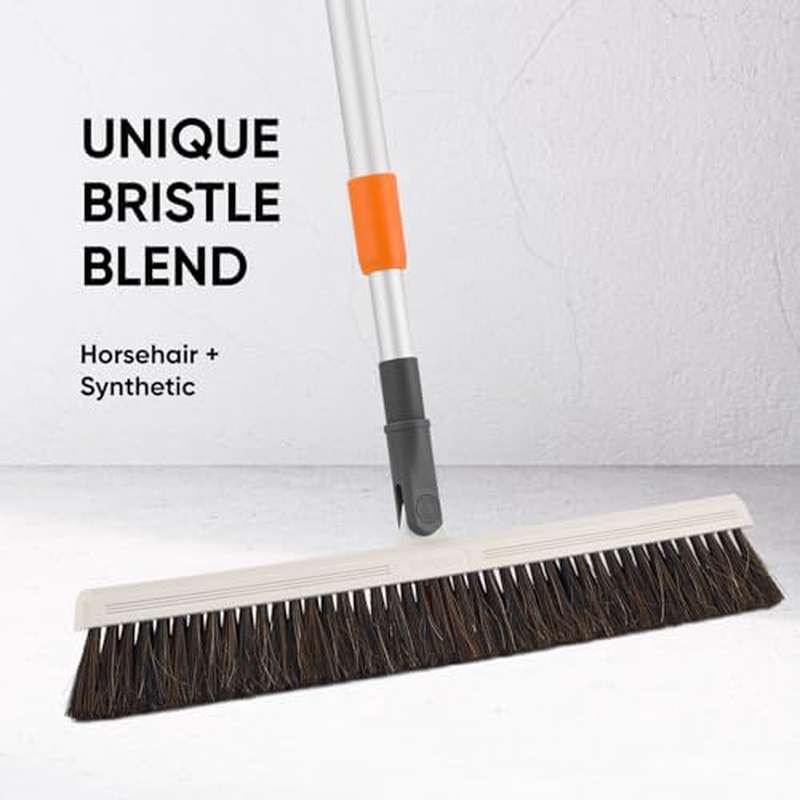 Horse Hair Broom Soft Bristle for Hardwood Floors | Swivel Feature, Flagged Bristle, Metal Handle