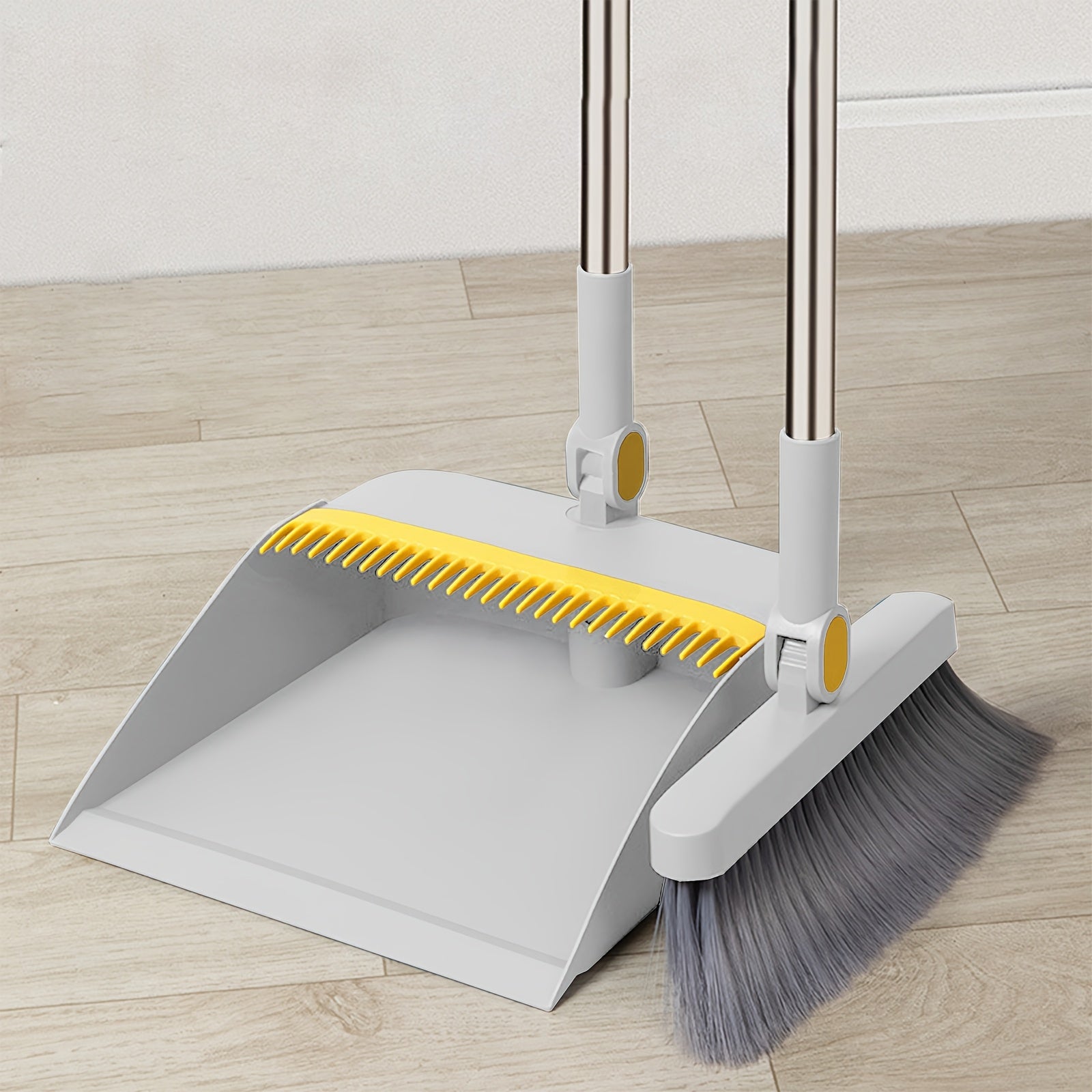 3-in-1 Rotatable Broom and Dustpan Combo Set with Thickened Non-Stick Soft Bristles - Heavy-Duty Plastic Construction, Ergonomic Handle & Rotating Head for Pet Hair, Dust, Debris - Ideal for Hard Floors, Living Room, Bedroom, Outdoor Use - Ideal for