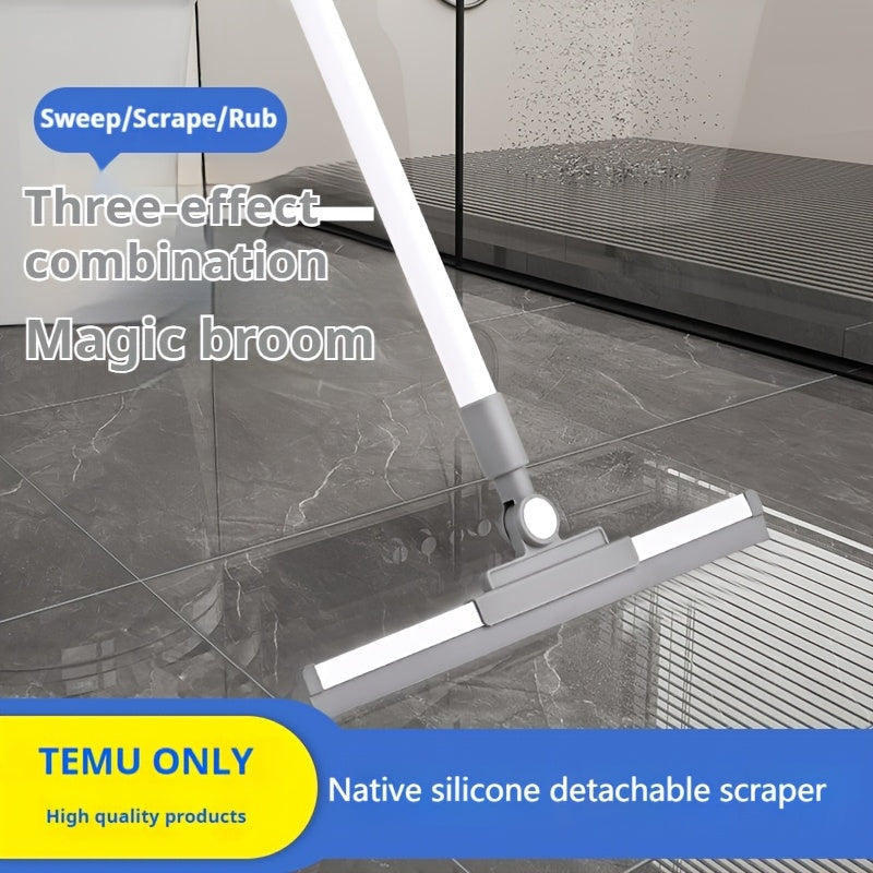 52in Silicone and Squeegee Combination Magic Broom | Multi-scene Use for Living Room, Bedroom, Bathroom, Toilet, Kitchen | Home Lazy Cleaning Tool for Sweeping and Hair Removal | Brand: YANGMUM