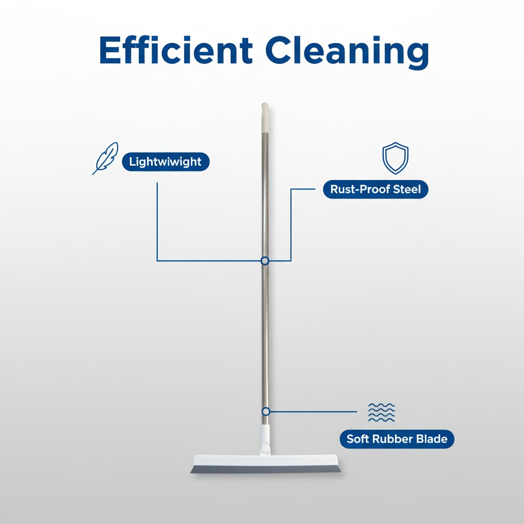 An Extra-Long Magic Broom with a Detachable Head, Double-Sided Silicone Brush, And a Durable Plastic Handle, Suitable for Hard Floors And Carpets, Effectively Removes Hair And Dust, Designed for a 180° Angle for Easy Storage, Perfect for Bathrooms