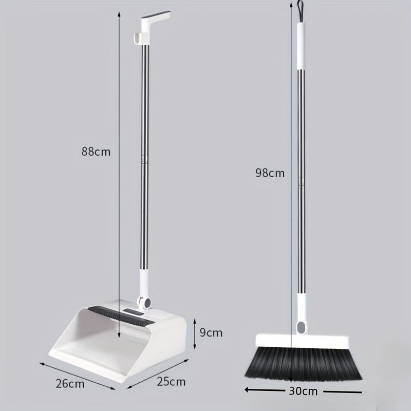 All-In-One for Home Cleaning Set: Gentle Bristle Broom, Dustpan And Brush Combo – No Lint Design, Great for Residences, Workplaces, Educational Institutions & Student Housing – Perfect Holiday Present & Cleaning Necessity