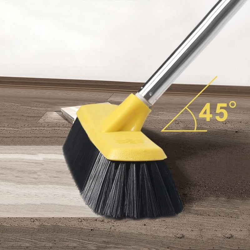 Push Broom with Long Handle, Floor Brush 49.6 inch Soft Bristle Broom 12.2 Wide for Cleaning Bathroom Kitchen Patio Garage Deck Tile Floor