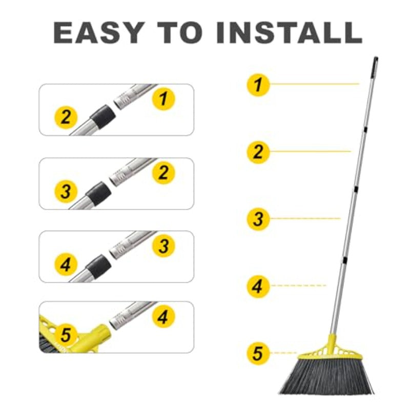 57 Inch Heavy-Duty Commercial\u002FResidential Outdoor Floor Broom with Angled & Long Handle - Large Surface Sweeper for Concrete,, Wood Floors, Garage, Patio, -like Surfaces - Durable Bristles & Plastic (Ideal