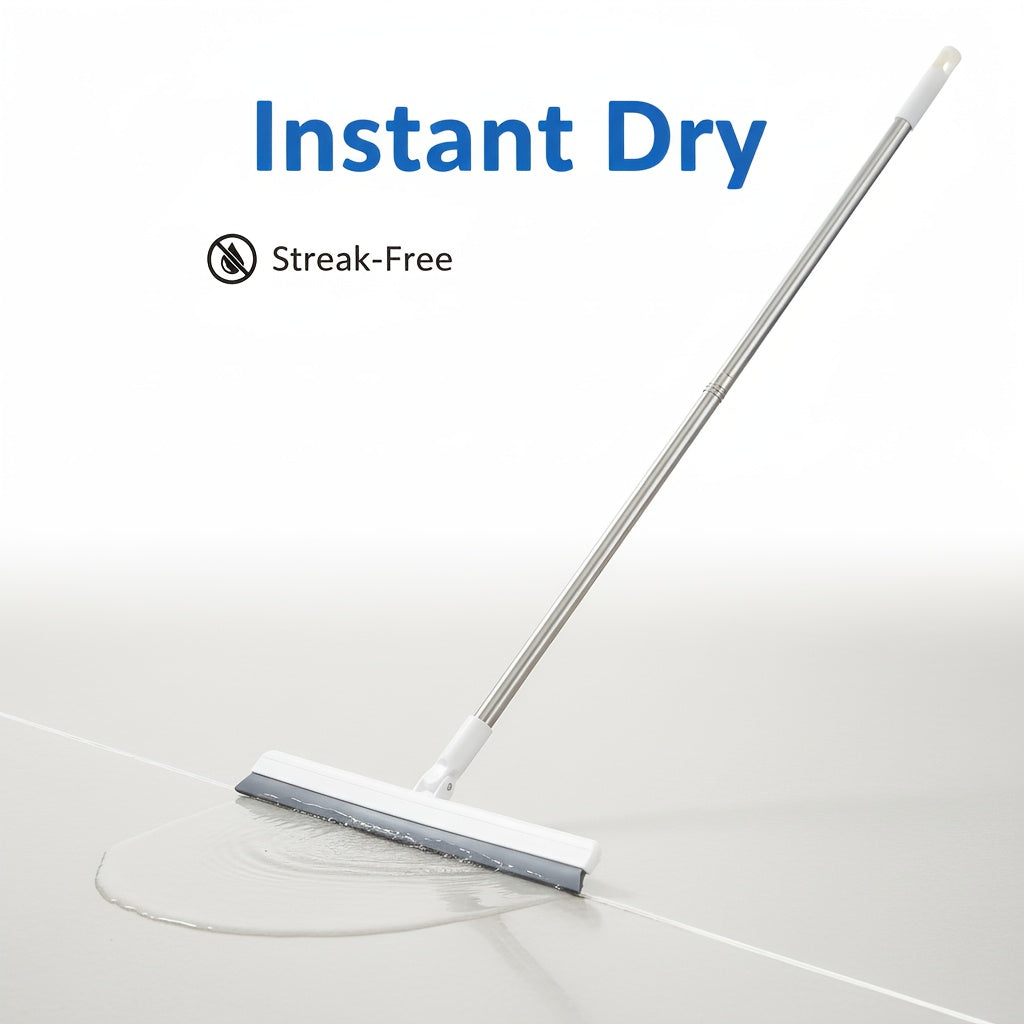 An Extra-Long Magic Broom with a Detachable Head, Double-Sided Silicone Brush, And a Durable Plastic Handle, Suitable for Hard Floors And Carpets, Effectively Removes Hair And Dust, Designed for a 180° Angle for Easy Storage, Perfect for Bathrooms