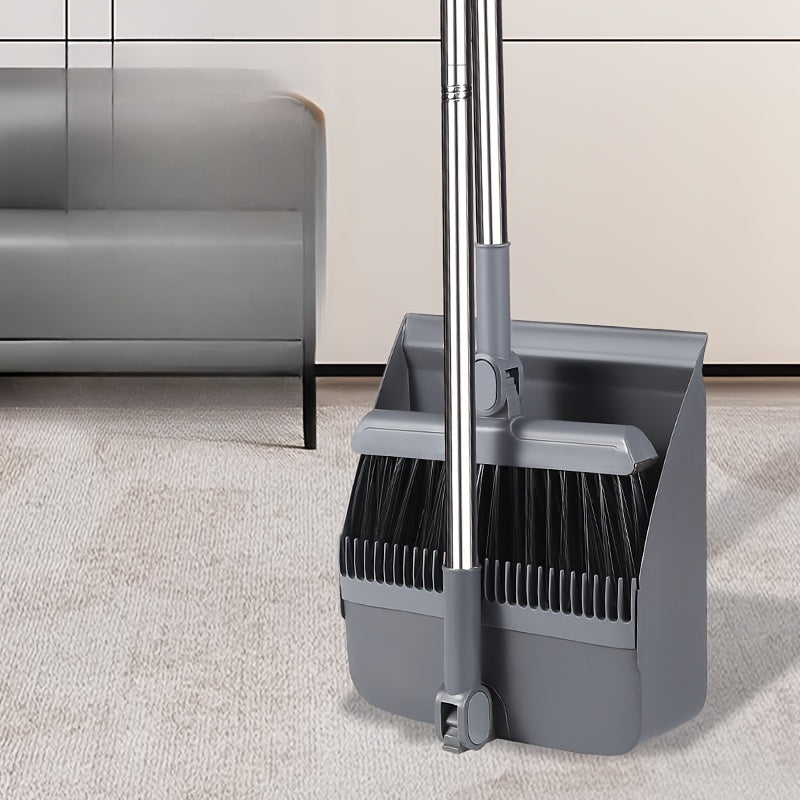 1 Set Foldable Broom and Dustpan Combo- Larger and Thicker Household Cleaning Tool, Foldable Rotating Design, 2pcs Multi-Functional Cleaning Set, Suitable for Home Use