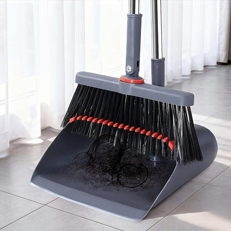 1set, Long Handle Broom And Dustpan Set, Household Broom Cleaning for OfficeHome Kitchen Lobby Floor Use, Upright Standing Dustpan Broom Set,Sweeping Office Kitchen Wood Flooring Pet Hair, Christmas standing dustpan Hair Removal