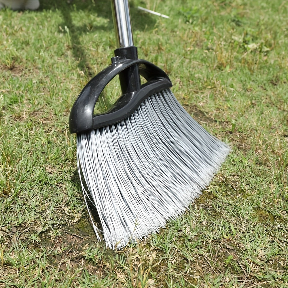 Green Soft-Bristle Angled Broom for Indoor Use with a Long Handle