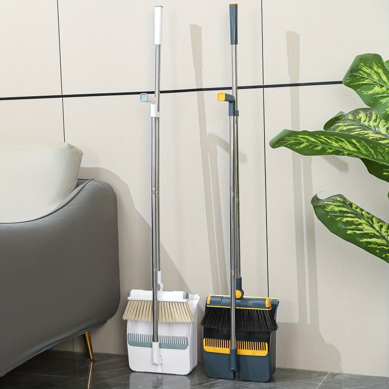 Household Broom and Dustpan, Thickened Folding Dustpan, Extended Handheld Dust-cleaning Broom. Suitable for Living Room and Kitchen Floors, Household Items, Cleaning Tools.
