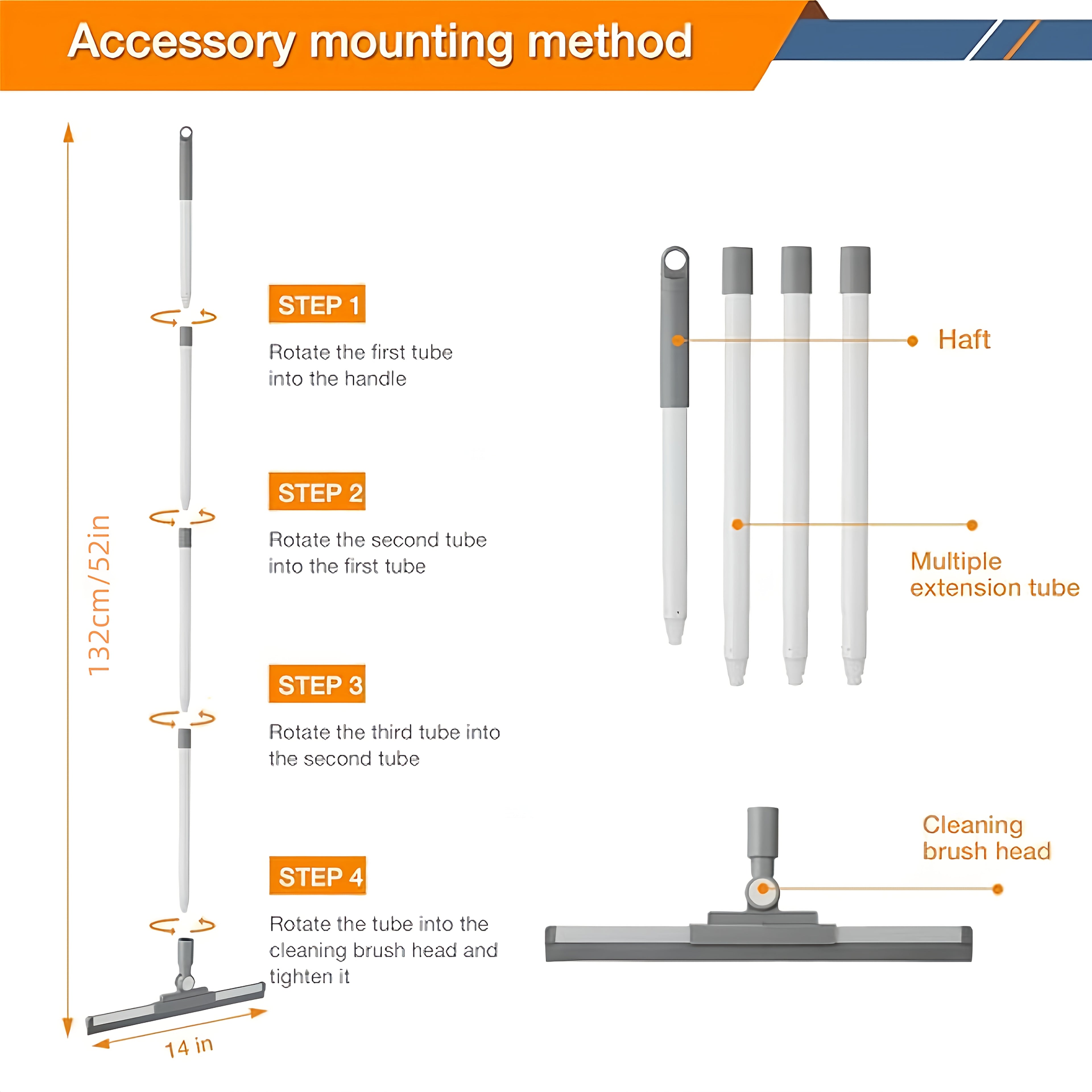 52in Silicone and Squeegee Combination Magic Broom | Multi-scene Use for Living Room, Bedroom, Bathroom, Toilet, Kitchen | Home Lazy Cleaning Tool for Sweeping and Hair Removal | Brand: YANGMUM