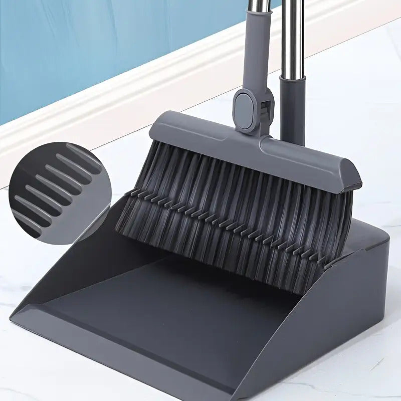 1 Set Foldable Broom and Dustpan Combo- Larger and Thicker Household Cleaning Tool, Foldable Rotating Design, 2pcs Multi-Functional Cleaning Set, Suitable for Home Use