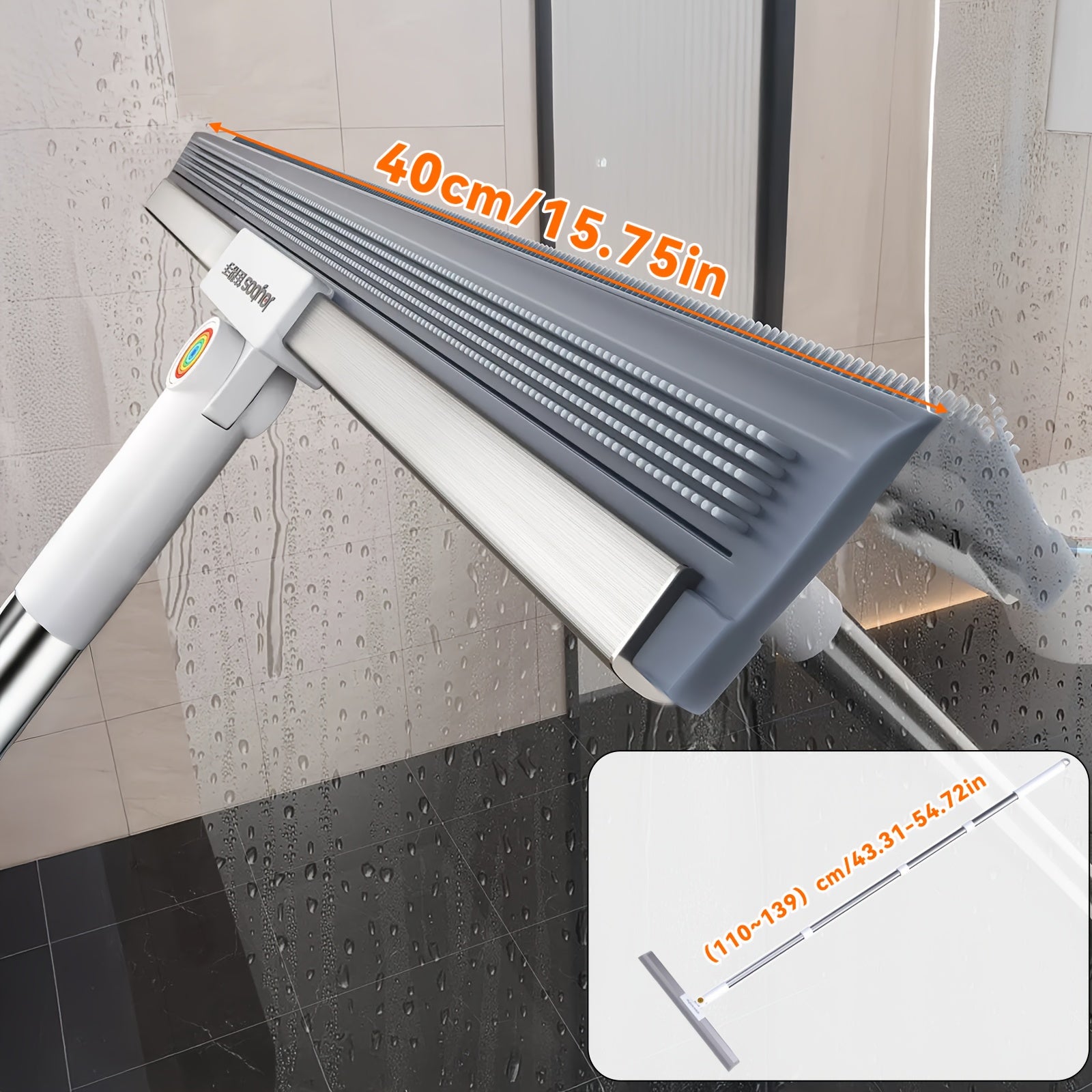 A Multifunctional Magic Broom with an Adjustable Long Handle, This 2-In-1 Cleaning Is Suitable for The Living Room, Bathroom, And Kitchen, Effectively Tackling Water Stains, Dust, Pet Hair, Floors, Tiles, And Glass