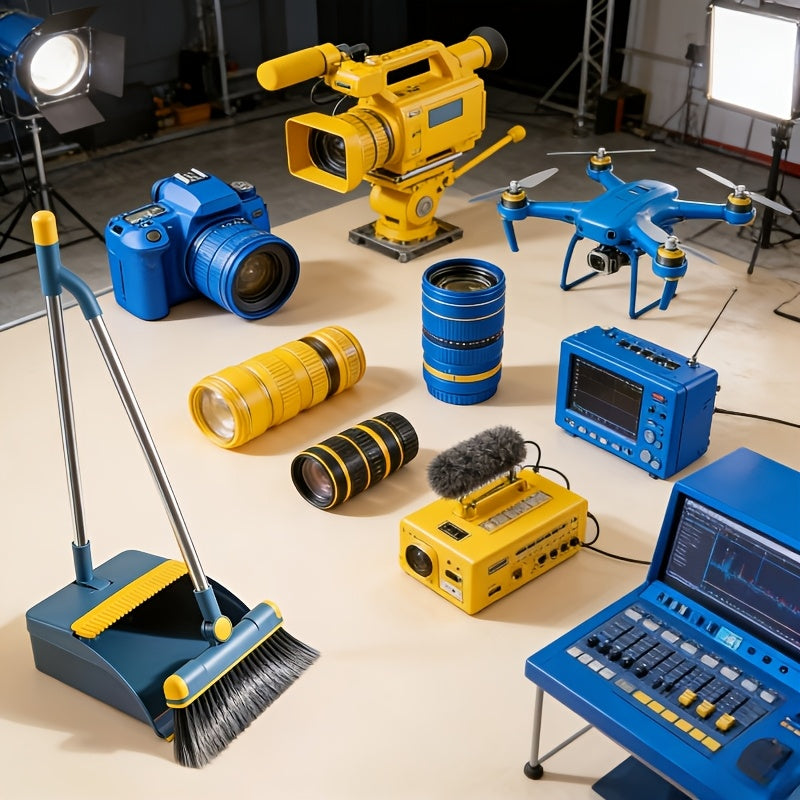 Household Broom and Dustpan, Thickened Folding Dustpan, Extended Handheld Dust-cleaning Broom. Suitable for Living Room and Kitchen Floors, Household Items, Cleaning Tools.