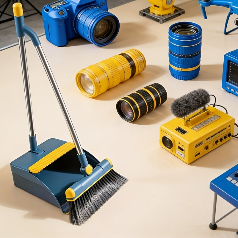 Household Broom and Dustpan, Thickened Folding Dustpan, Extended Handheld Dust-cleaning Broom. Suitable for Living Room and Kitchen Floors, Household Items, Cleaning Tools.