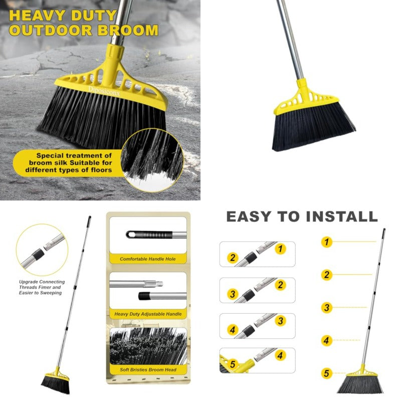 57 Inch Heavy-Duty Commercial\u002FResidential Outdoor Floor Broom with Angled & Long Handle - Large Surface Sweeper for Concrete,, Wood Floors, Garage, Patio, -like Surfaces - Durable Bristles & Plastic (Ideal