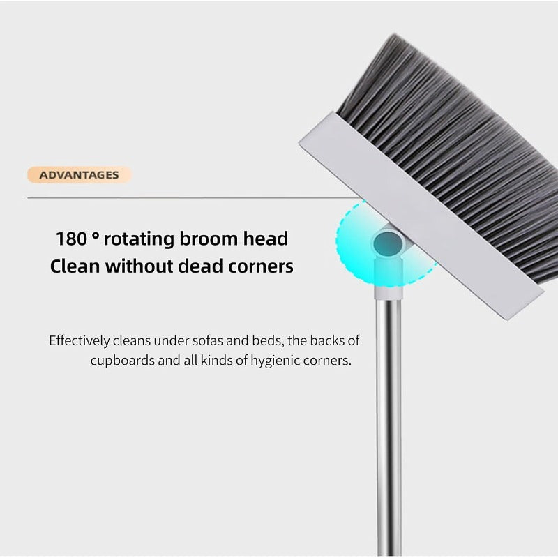4-in-1 Multifunctional Broom and Dustpan Combo with 52” Telescopic Long Handle, Concealed Squeegee & Brush - Heavy-Duty Convertible Floor Sweeper for Home, Commercial Use, Indoor\u002FOutdoor - Adjustable Pole, Space-Saving (Plastic)