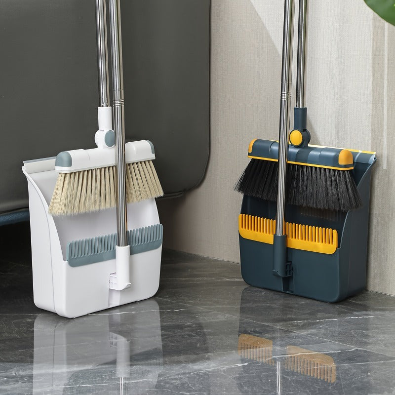 Household Broom and Dustpan, Thickened Folding Dustpan, Extended Handheld Dust-cleaning Broom. Suitable for Living Room and Kitchen Floors, Household Items, Cleaning Tools.
